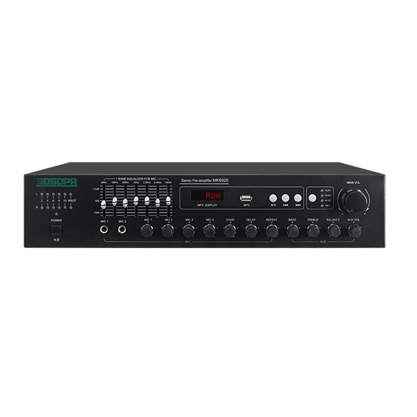 Amplificateur mélangeur stéréo avec 4 micros, USB 2x250W